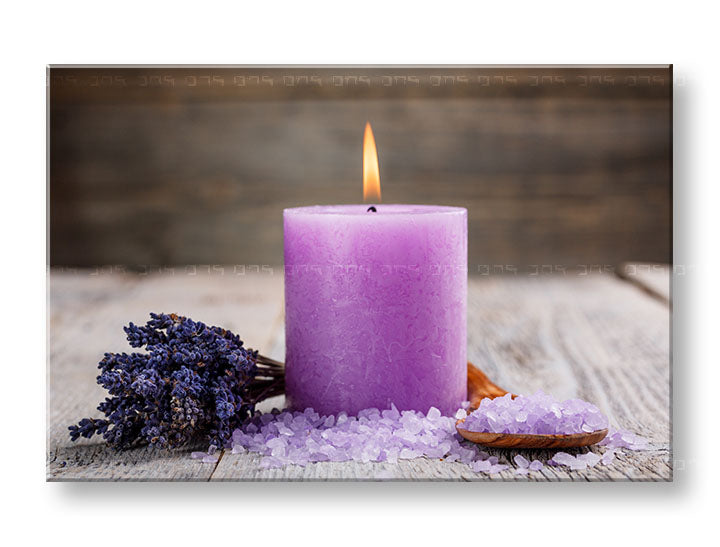 Clasic tablou pe pânză cu motivul FENG SHUI, lumânare, lavandă, motiv pentru copii, flori în alb-bej nuanțe, atmosferă liniștită, potrivit pentru sufragerie – principală [XOBFS057E11]