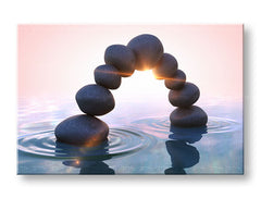 Clasic tablou pe pânză cu motivul FENG SHUI, motiv pentru copii, flori, mare și plajă, natură în alb-bej nuanțe, atmosferă liniștită, potrivit pentru sufragerie – principală [XOBFS058E11]