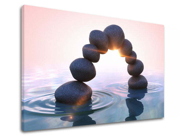 Clasic tablou pe pânză cu motivul FENG SHUI, motiv pentru copii, flori, mare și plajă, natură în alb-bej nuanțe, atmosferă liniștită, potrivit pentru sufragerie – produs [XOBFS058E11]