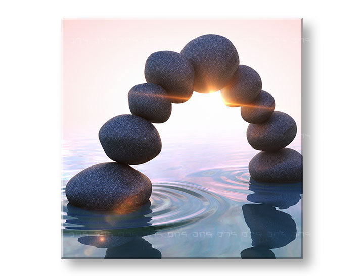 Clasic tablou pe pânză cu motivul FENG SHUI, hartă în gri-auriu nuanțe, atmosferă liniștită, armonie și natură, potrivit pentru sufragerie | Tablou pe pânză FENG SHUI_058-12 – principală
