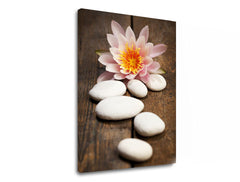 În stil boho tablou pe pânză cu motivul FENG SHUI, flori, natură în alb-roz nuanțe, atmosferă liniștită, natură, potrivit pentru sufragerie | Tablou pe pânză FENG SHUI_059-11 – produs