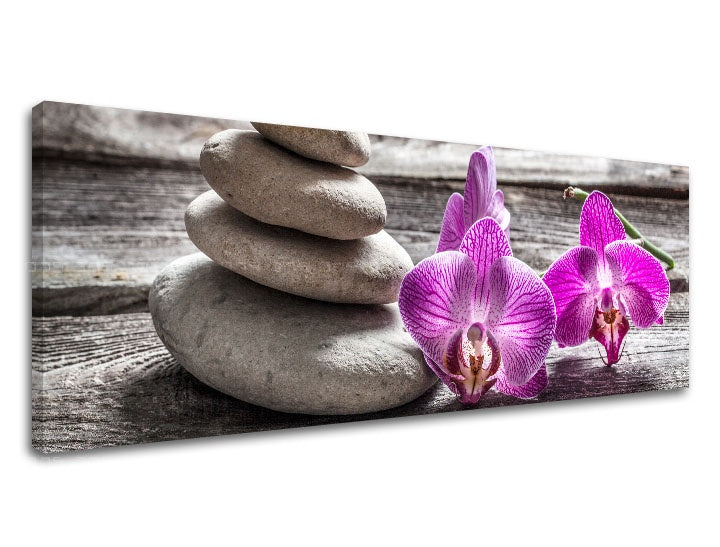 Rustic tablou cu motivul FENG SHUI în violet-gri nuanțe | Tablou pe pânză FENG SHUI_060-13, natură – previzualizare