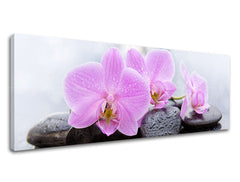 Clasic tablou pe pânză cu motivul FENG SHUI, flori, natură în alb-roz nuanțe, atmosferă liniștită, natură, potrivit pentru sufragerie | Tablou pe pânză FENG SHUI_062-13 – produs