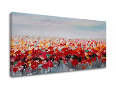 Pop art tablou pe pânză cu motivul maci, flori, natură în multicolor nuanțe, atmosferă veselă, natură și atmosferă de primăvară, potrivit pentru sufragerie – produs