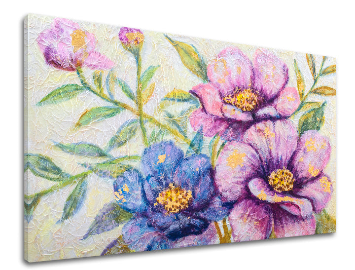 Pop art tablou pe pânză cu motivul flori, frunze, hartă, motiv religios, natură în multicolor nuanțe, atmosferă veselă, natură și atmosferă de primăvară – produs