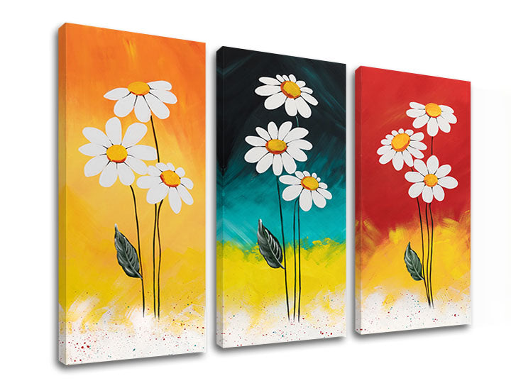 Modern tablou pe pânză cu motivul flori, frunze, natură în multicolor nuanțe, atmosferă veselă, natură și atmosferă de primăvară, potrivit pentru hol – produs