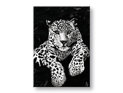 Modern tablou pe pânză cu motivul GEPARD 001 în alb-negru nuanțe, atmosferă intensă, natură și forță și putere, potrivit pentru birou | Tablou pe pânză GEPARD 001 – principală