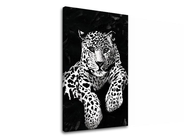 Modern tablou cu motivul GEPARD 001 în alb-negru nuanțe | Tablou pe pânză GEPARD 001, natură și forță și putere – previzualizare