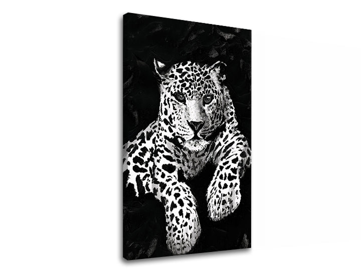 Modern tablou pe pânză cu motivul GEPARD 001 în alb-negru nuanțe, atmosferă intensă, natură și forță și putere, potrivit pentru birou | Tablou pe pânză GEPARD 001 – produs
