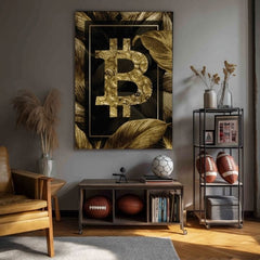 Tablou pe pânză Zlatý Bitcoin - Modern Kryptomotív - imagine 4