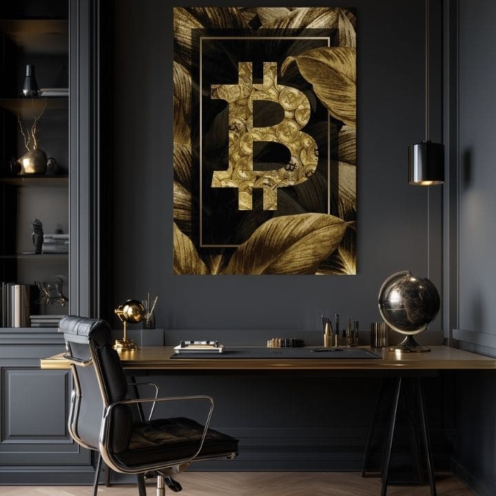 Tablou pe pânză Zlatý Bitcoin - Modern Kryptomotív - imagine 2