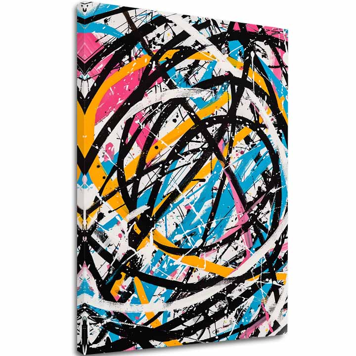 Modern tablou pe pânză cu motivul Farebný Chaos - Modern Abstrakt în negru-alb nuanțe, atmosferă energică, creativitate | Tablou pe pânză Farebný Chaos - Modern Abstrakt – principală