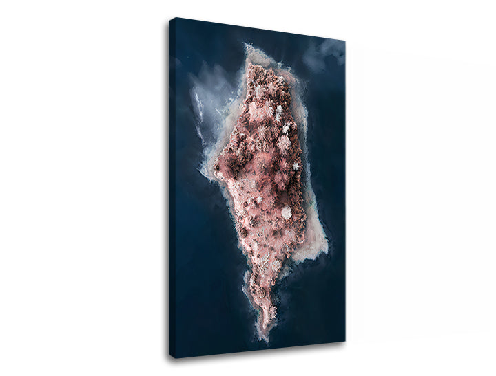 Modern tablou pe pânză cu motivul OSTROV 001, ocean, valuri, natură în alb-albastru nuanțe, atmosferă liniștită, natură și pace și echilibru – produs
