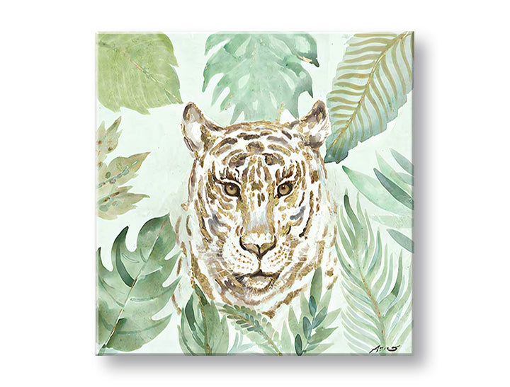 Modern tablou pe pânză cu motivul LEOPARD, tigru, natură, animal în bej-maro nuanțe, atmosferă liniștită, natură | Tablou pe pânză LEOPARD – principală