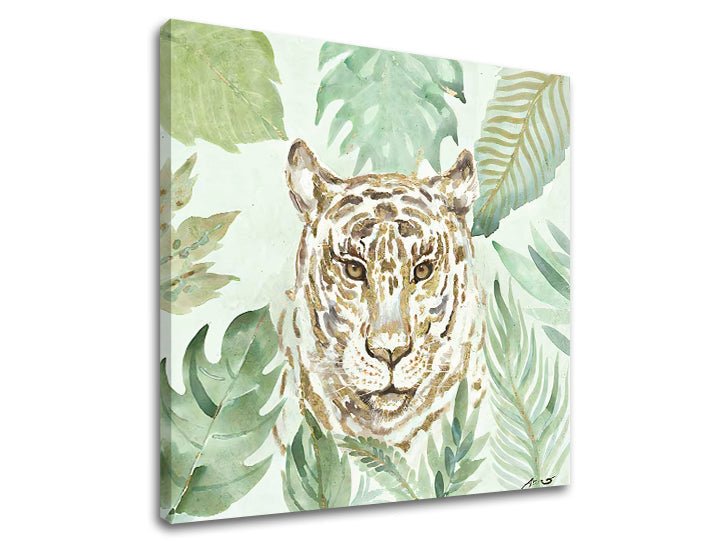 Modern tablou pe pânză cu motivul LEOPARD, tigru, natură, animal în bej-maro nuanțe, atmosferă liniștită, natură | Tablou pe pânză LEOPARD – produs