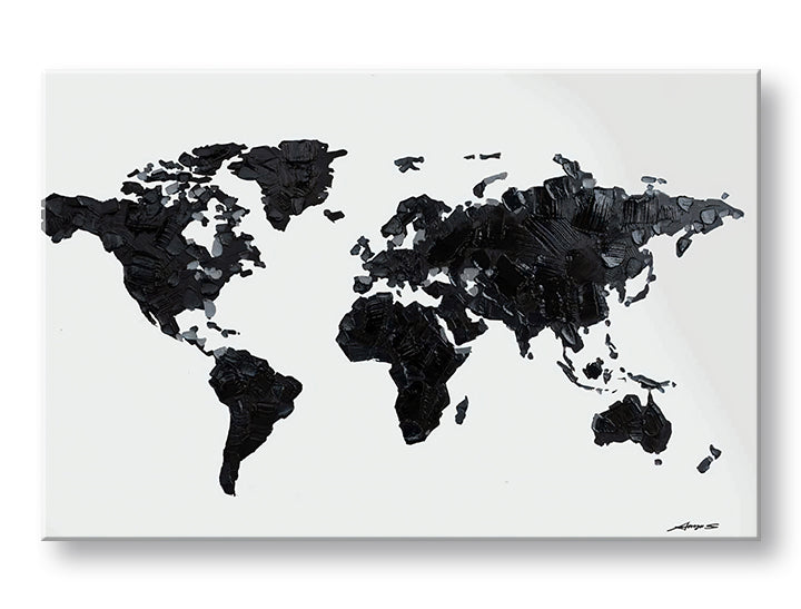 Modern tablou pe pânză cu motivul MAPA SVETA, natură în alb-negru nuanțe, minimalism | Tablou pe pânză MAPA SVETA – principală