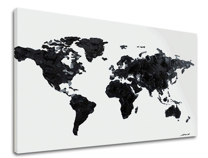 Modern tablou pe pânză cu motivul MAPA SVETA, natură în alb-negru nuanțe, minimalism | Tablou pe pânză MAPA SVETA – produs