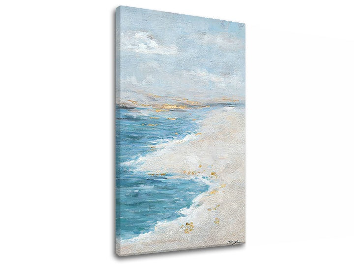 În stil boho tablou cu motivul MARE 1 piese, ocean, plajă în alb-bej nuanțe | Tablou pe pânză MARE 1 piese, viață la mare și natură – previzualizare