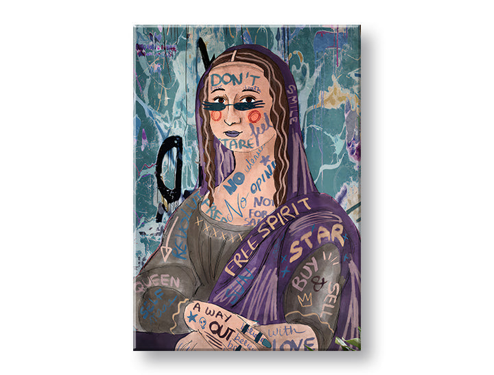 Clasic tablou pe pânză cu motivul MONA LISA ABSTRACT 001, motiv urban în bej-violet nuanțe | Tablou pe pânză MONA LISA ABSTRACT 001 – principală