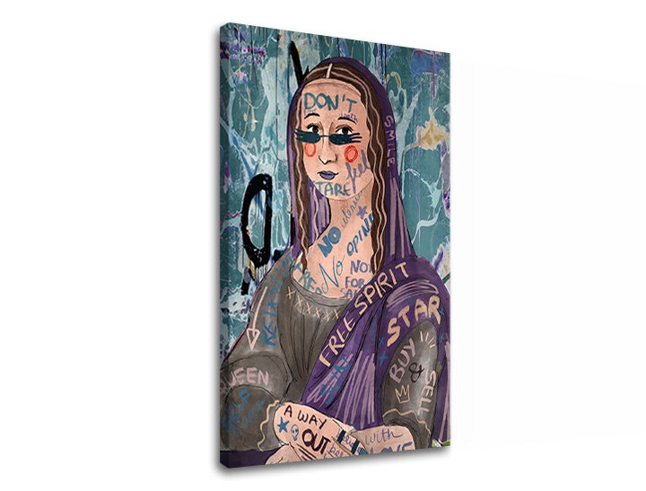 Clasic tablou cu motivul MONA LISA ABSTRACT 001, motiv urban în bej-violet nuanțe | Tablou pe pânză MONA LISA ABSTRACT 001 – previzualizare