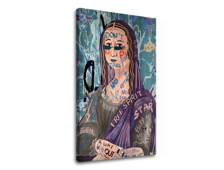 Clasic tablou pe pânză cu motivul MONA LISA ABSTRACT 001, motiv urban în bej-violet nuanțe | Tablou pe pânză MONA LISA ABSTRACT 001 – produs
