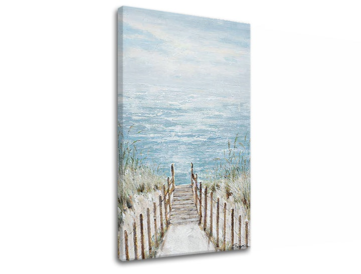 În stil boho tablou cu motivul MARE 1 piese, ocean, cer în alb-bej nuanțe | Tablou pe pânză MARE 1 piese, natură – previzualizare