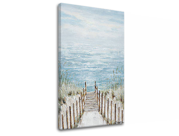 În stil boho tablou pe pânză cu motivul MARE 1 piese, ocean, cer, mare și plajă în alb-bej nuanțe, atmosferă liniștită | Tablou pe pânză MARE 1 piese – produs