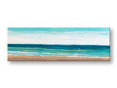 În stil boho tablou pe pânză cu motivul MARE 1 piese XOBCHBC009, ocean, plajă, cer, peisaj în alb-bej nuanțe, atmosferă liniștită | Tablou pe pânză MARE 1 piese XOBCHBC009 – principală