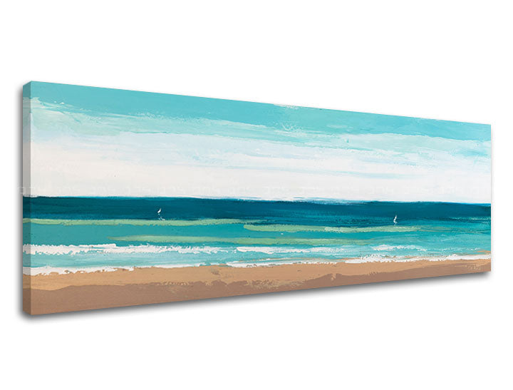 În stil boho tablou pe pânză cu motivul MARE 1 piese XOBCHBC009, ocean, plajă, cer, peisaj în alb-bej nuanțe, atmosferă liniștită | Tablou pe pânză MARE 1 piese XOBCHBC009 – produs