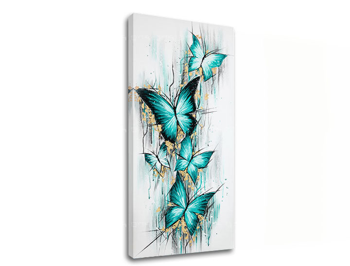 Art deco tablou pe pânză cu motivul MOTÝLE în multicolor nuanțe, atmosferă eterică, natură și libertate, potrivit pentru hol | Tablou pe pânză MOTÝLE – principală