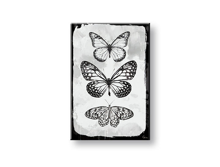 Geometric tablou pe pânză cu motivul MOTÝLE în alb-gri nuanțe, atmosferă elegantă, natură și minimalism, potrivit pentru hol | Tablou pe pânză MOTÝLE – principală
