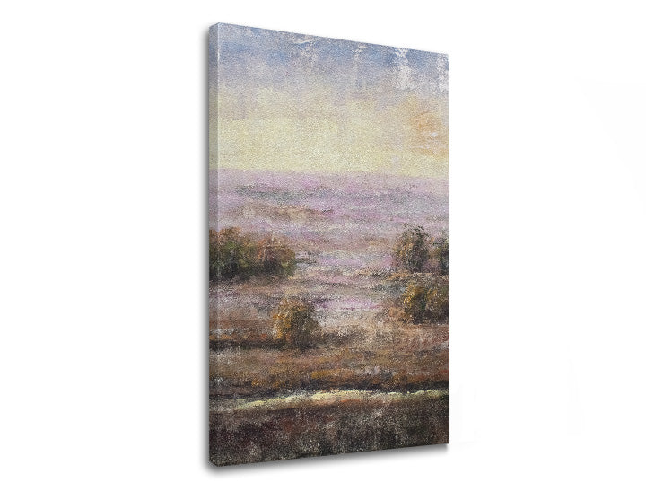 În stil boho tablou pe pânză cu motivul cer, peisaj, natură, animal în bej-maro nuanțe, atmosferă liniștită, natură și singurătate, potrivit pentru birou de lucru – produs