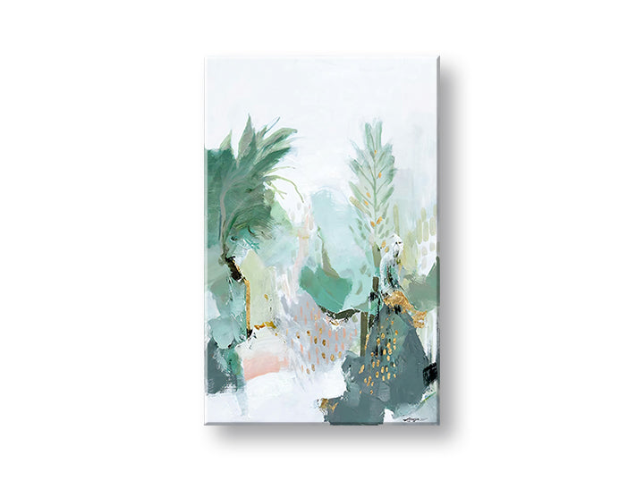 Art deco tablou pe pânză cu motivul personalitate celebră în alb-verde nuanțe, atmosferă liniștită, natură și minimalism, potrivit pentru sufragerie – principală