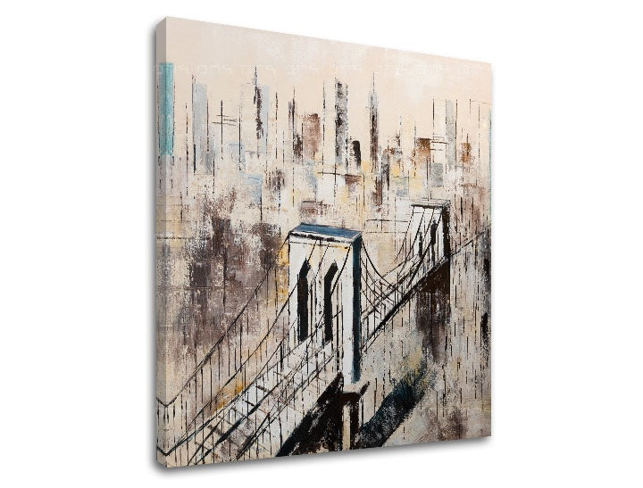 Industrial tablou cu motivul arhitectură, motiv urban în multicolor nuanțe | Tablou pe pânză ORAȘ, viață urbană – previzualizare