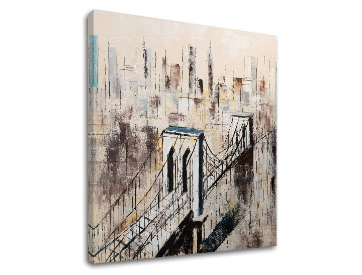 Industrial tablou pe pânză cu motivul arhitectură, motiv urban în multicolor nuanțe, atmosferă urbană, viață urbană, potrivit pentru hol – produs