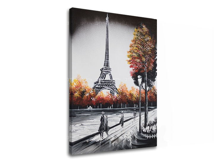 În stil boho tablou cu motivul PARIS, Turnul Eiffel, copaci în multicolor nuanțe | Tablou pe pânză PARIS, romantism – previzualizare