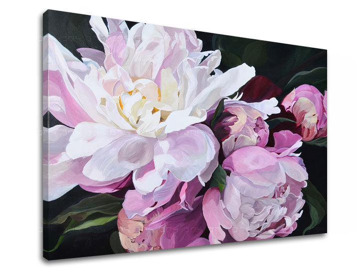 Vintage tablou pe pânză cu motivul PASTELOVO FLORI VIOLET, flori, frunze, natură în alb-portocaliu nuanțe, atmosferă romantică, potrivit pentru dormitor – produs