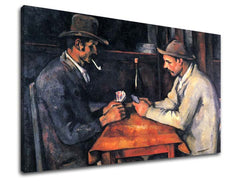 Vintage tablou pe pânză cu motivul Paul Cézanne - Hráči kariet, motiv pentru copii în bej-maro nuanțe, atmosferă contemplativă, potrivit pentru birou de lucru – produs
