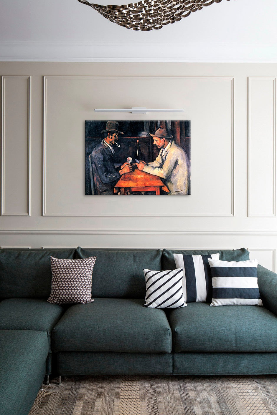 Vintage tablou cu motivul Paul Cézanne - Hráči kariet, motiv pentru copii în bej-maro nuanțe | Tablou pe pânză Paul Cézanne - Hráči kariet – previzualizare