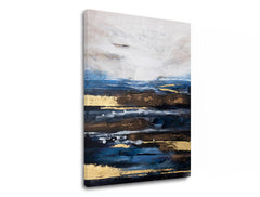 Industrial tablou pe pânză cu motivul ocean, valuri, cer, motiv religios în alb-gri nuanțe, atmosferă liniștită, natură și minimalism – produs