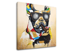 Pop art tablou cu motivul PES 1 piese, câine, motiv pentru copii în multicolor nuanțe | Tablou pe pânză PES 1 piese – previzualizare