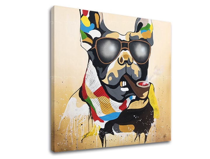 Pop art tablou pe pânză cu motivul PES 1 piese, câine, motiv pentru copii în multicolor nuanțe, potrivit pentru sufragerie | Tablou pe pânză PES 1 piese – principală