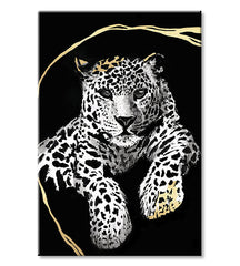 Pictat manual tablou pe pânză cu motivul PREMIUM ART – Oddychujúci gepard în alb-auriu nuanțe, atmosferă elegantă, natură și impresie de lux – produs, vedere 2