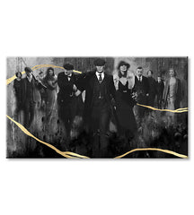 Pictat manual tablou pe pânză cu motivul PREMIUM ART – Peaky Blinders familie în gri-auriu nuanțe, familie și forță și putere, potrivit pentru sufragerie – produs, vedere 2