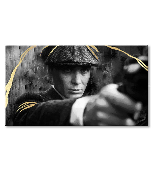 Pictat manual tablou pe pânză cu motivul PREMIUM ART – Peaky Blinders Thomas Shelby în gri-auriu nuanțe, atmosferă intensă | Tablouri pe pânză - PREMIUM ART – Peaky Blinders Thomas..., vedere 3