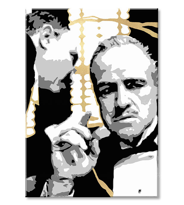 Pictat manual tablou pe pânză cu motivul PREMIUM ART – The Godfather, automobil în alb-auriu nuanțe, atmosferă dramatică | Tablouri pe pânză - PREMIUM ART – The Godfather – produs, vedere 2