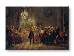Modern tablou pe pânză în maro-negru nuanțe, atmosferă elegantă | Tablou pe pânză Adolph Menzel - Frederick Velký hrá na flaute v Sanssouci – produs
