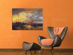 Vintage tablou pe pânză cu motivul SHEERNESS VISTA DAL NORE – William Turner, ocean, apus de soare, valuri, motiv pentru copii agățat în interiorul zonă de relaxare – interior