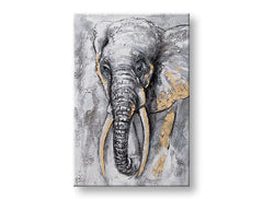 Industrial tablou pe pânză cu motivul ELEFANT 1 piese XOBCHAN010, elefant în alb-gri nuanțe, atmosferă liniștită, natură și forță, potrivit pentru sufragerie – principală