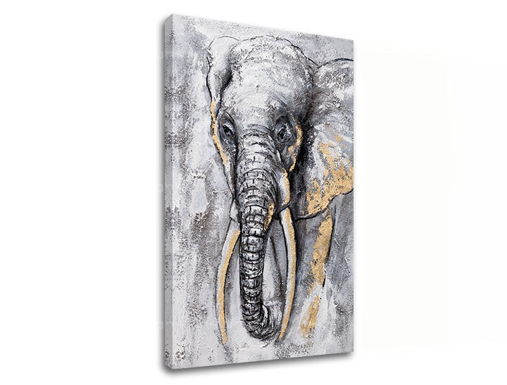 Industrial tablou cu motivul ELEFANT 1 piese XOBCHAN010, elefant în alb-gri nuanțe | Tablou pe pânză ELEFANT 1 piese XOBCHAN010, natură și forță – previzualizare